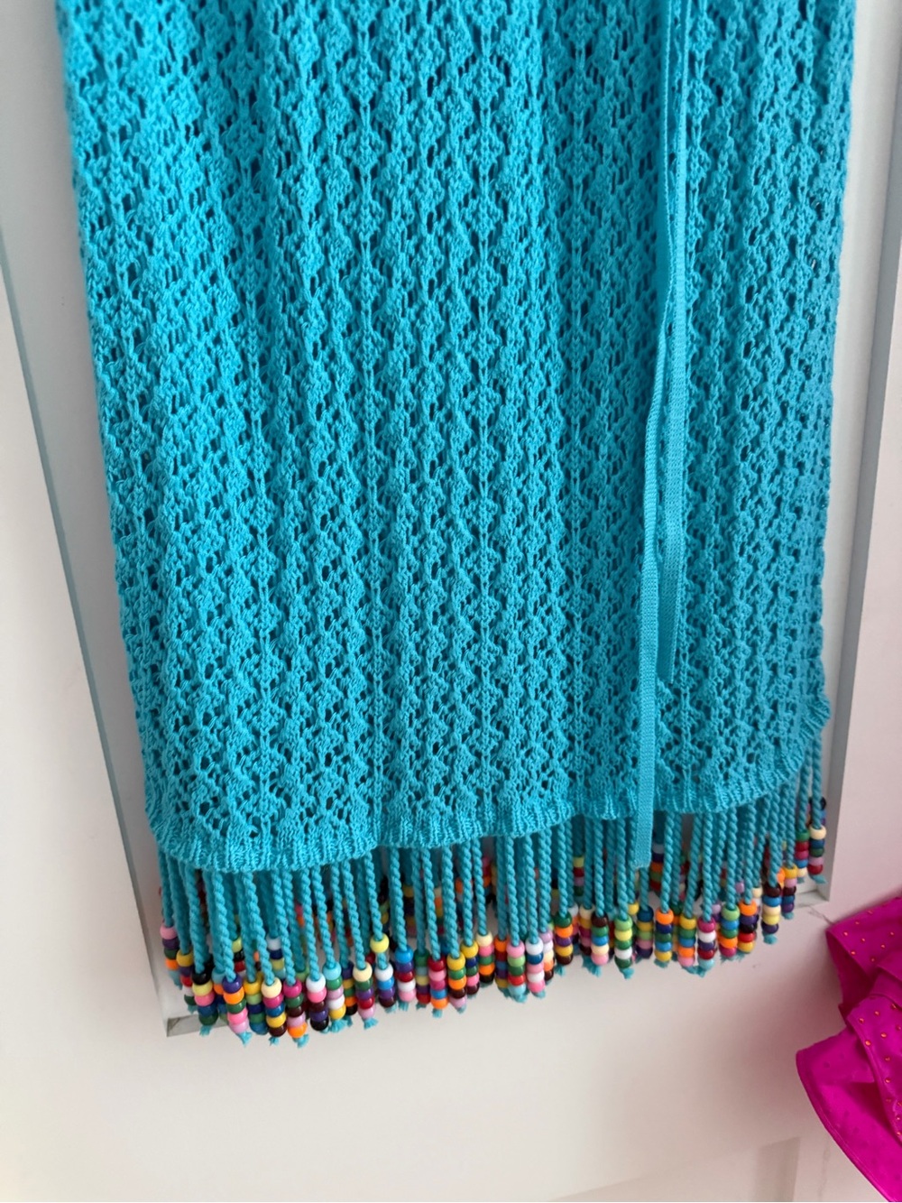 Capittana Turquoise Crochet Fringe Beach Cover-Up